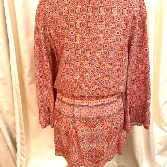 Sanctuary Orange and Turquoise Dress M with bell sleeves - Picture 5 of 7